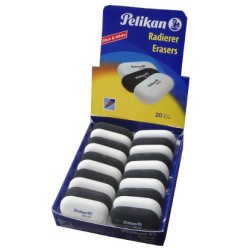 1 - 20 PEZZI - GOMMA PELIKAN SQUEEZY OVALE BIANCA/NERA
