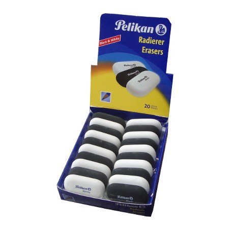 1 - 20 PEZZI - GOMMA PELIKAN SQUEEZY OVALE BIANCA/NERA