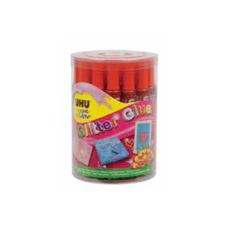 1 - 24 PEZZI - GLITTER GLUE UHU 20 ML. ROSSO  D1554