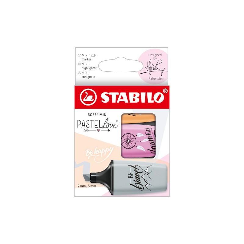 Stabilo Boss Mini Pastellove 3 mini evidenziatori tascabili colori pastello assortiti 07/03-59