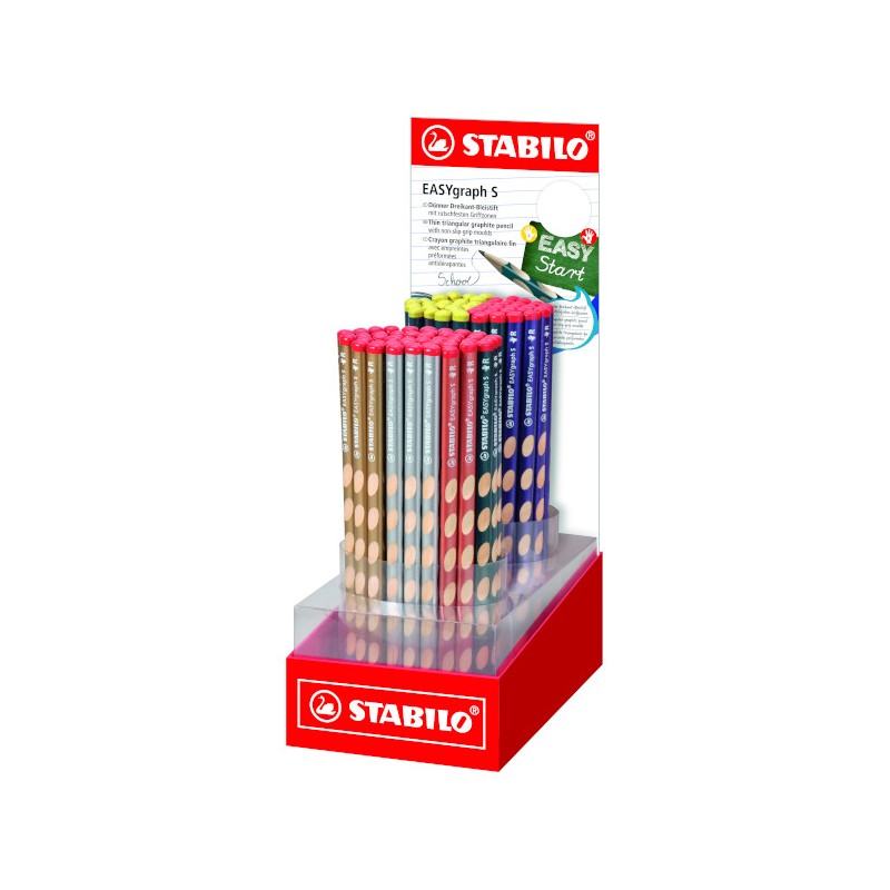 STABILO EASYgraph S Matite Ergonomiche Triangolari HB Expo 90 Pezzi Metallic 327/90-4HB (6 colori di fusto)