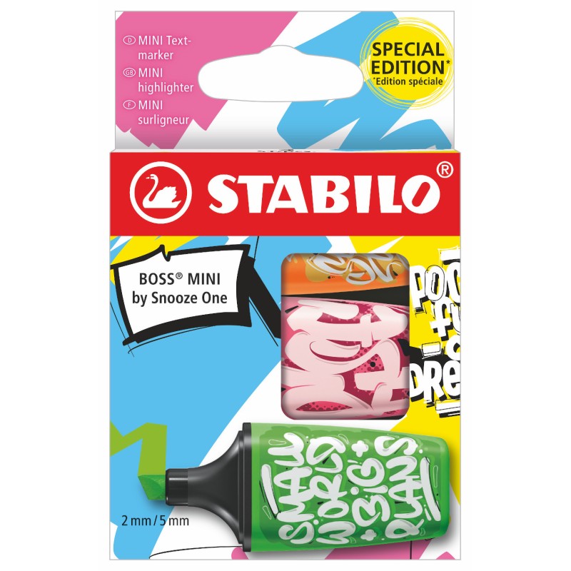 Stabilo Boss Mini Snooze One 3 evidenziatori colori neon graffiti 70/03-71