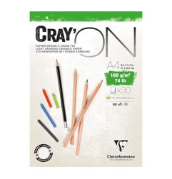 1 - BLOCCO DISEGNO A4 160gr. 30fg COLLATO CRAY'ON  CLAIREFONTAINE 975027C