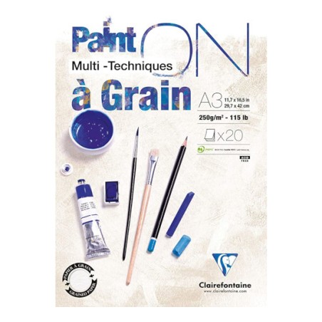BLOCCO DISEGNO A GRANA A3 250gr. 20fg PAINT'ON CLAIREFONTAINE 975050C