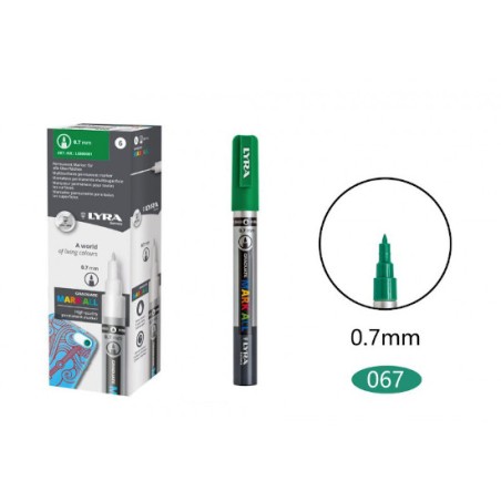 1 - FILA 6 pz Marcatore Lyra Mark All graduate 0,7 mm verde smeraldo L6800063