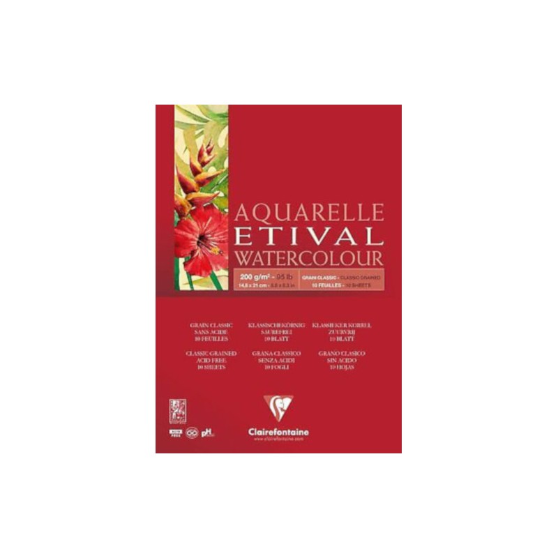 BLOCCO AQUARELLO A5 200gr. 10fg COLLATO ETIVAL CLAIREFONTAINE 96373C