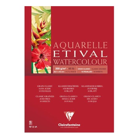 1 - BLOCCO AQUARELLO A3 200gr. 10fg COLLATO ETIVAL CLAIREFONTAINE 96375C