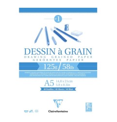 1 - BLOCCO DISEGNO A GRANA A5 125gr. 40fg COLLATO   CLAIREFONTAINE 96686C