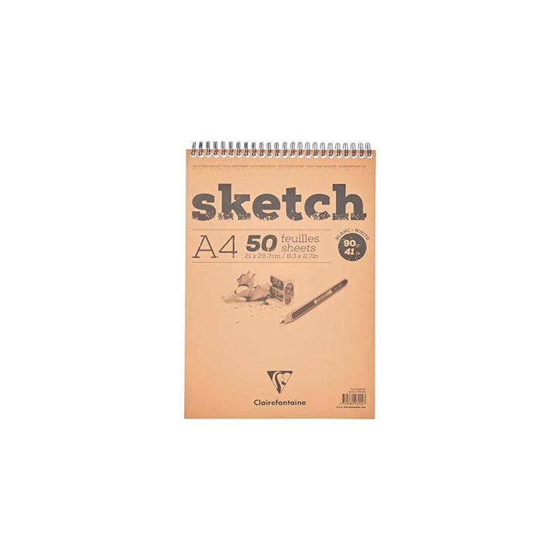 BLOCCO SCHIZZI A4 50fg. 90gr. SPIRALE CLAIREFONTAINE 96904C