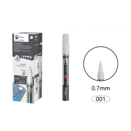 1 - FILA 6 pz Marcatore Lyra Mark All graduate 0,7 mm bianco L6800001