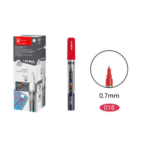 1 - FILA 6 pz Marcatore Lyra Mark All graduate 0,7 mm rosso L6800018