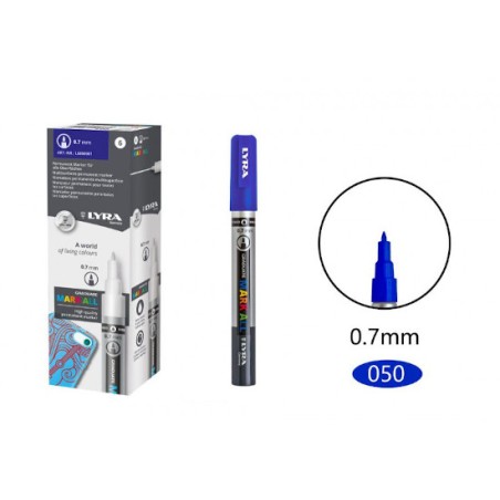 1 - FILA 6 pz Marcatore Lyra Mark All graduate 0,7 mm blu L6800050