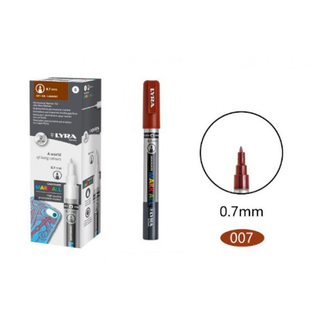 1 - FILA 6 pz Marcatore Lyra Mark All graduate 0,7 mm marrone L6800076