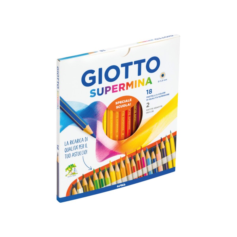 Giotto Supermina 18 pastelli colorati mina 3.8 mm più 2 matite Lyra Temagraph HB 2363