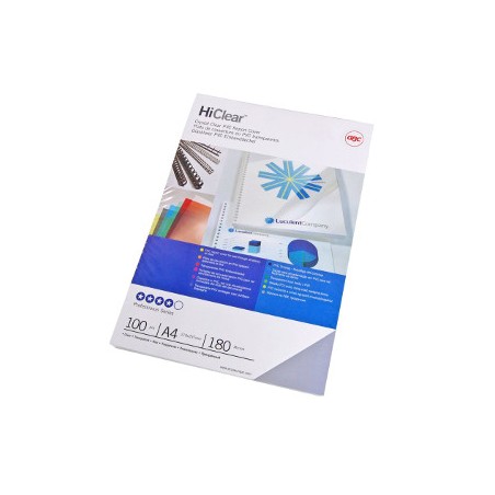 1 - ACCO 100 pezzi Copertine in PVC trasparenti A4 GBC 180MY CE011880E