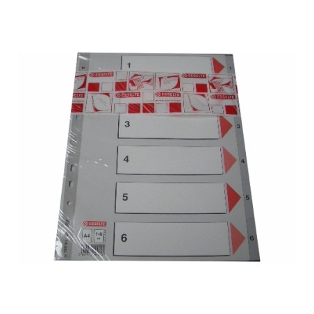 1 - Esselte divisori rubrica A4 1/6 PLP tasti numerici grigi 100104