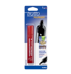 1 - FILA Tratto MARKER Pennarello Indelebile Punta a Scalpello ROSSO 044202