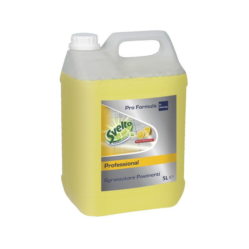 DETERGENTE SGRASSATORE PAVIMENTI SVELTO 5lt PROFESSIONAL 7514364. Detergente/sgrassatore liquido profumato per la pulizia di pav
