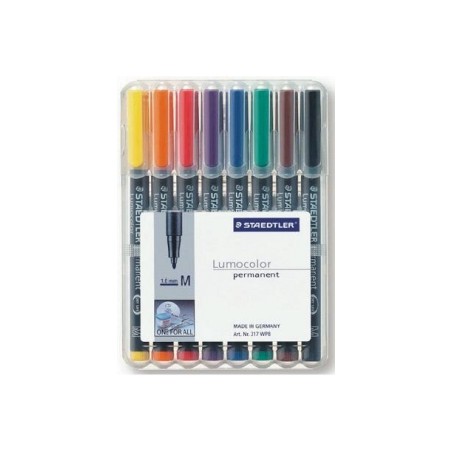 1 - STAEDTLER Penna Lumocolor permanente punta media 317 8 colori
