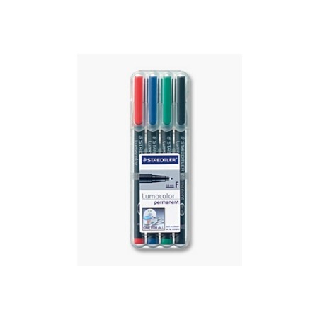 1 - STAEDTLER Penna Lumocolor permanente punta fine 318 4 colori