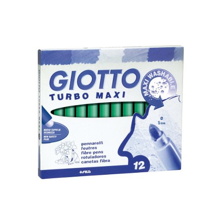1 - FILA Giotto Turbo Maxi Pennarelli a Spirito Inchiostro Lavabile Verde Chiaro 12 Pezzi 456018