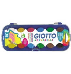 1 - FILA GIOTTO Acquerelli 12 colori + Pennello Disegno Scuola Pittura  3512