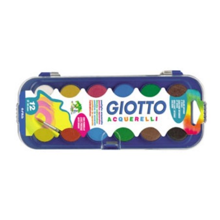 1 - FILA GIOTTO Acquerelli 12 colori + Pennello Disegno Scuola Pittura  3512