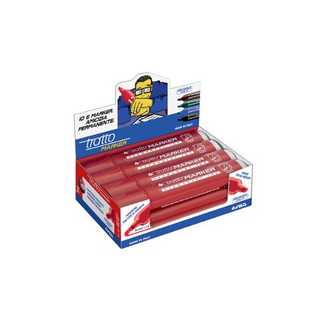 1 - FILA Tratto MARKER Pennarello Indelebile Punta a Scalpello ROSSO 12 Pezzi 840102