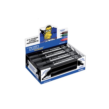 1 - FILA Tratto MARKER Pennarello Indelebile Punta a Scalpello NERO 12 Pezzi 840103