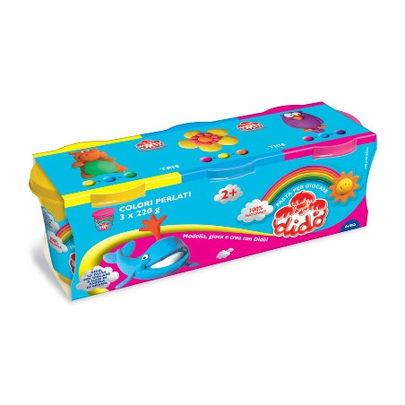 1 - Pasta da modellare Dido' Tris giallo magenta blu perlato Fila 220 gr