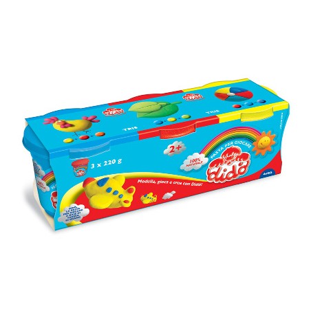 1 - Pasta da modellare Dido' Tris giallo rosso ciano Fila 220 gr