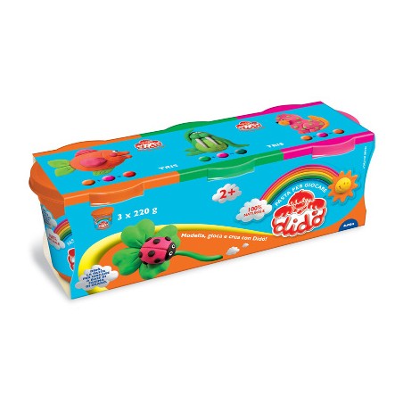 1 - Pasta da modellare Dido' Tris verde magenta arancio Fila 220 gr