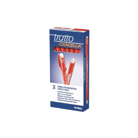 Tratto Cancellik Penna Biro Cancellabile Rossa con Cappuccio Punta 1 mm 826102