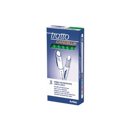 Tratto Cancellik Penna Biro Cancellabile Verde con Cappuccio Punta 1 mm 826104