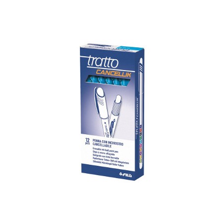 Tratto Cancellik Penna Biro Cancellabile Azzurra con Cappuccio Punta 1 mm 826105