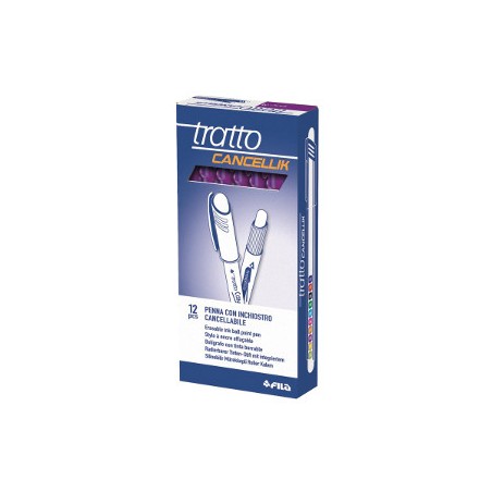 Tratto Cancellik Penna Biro Cancellabile Viola con Cappuccio Punta 1 mm 826108