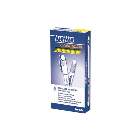 Tratto Cancellik Penna Biro Cancellabile Gialla con Cappuccio Punta 1 mm 826109
