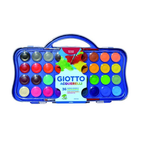 1 - FILA GIOTTO Acquerelli 36 colori + Pennello Disegno Scuola Pittura  3536