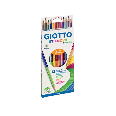 1 - FILA 12 pezzi Colori Pastello Giotto Stilnovo Bicolor 2569