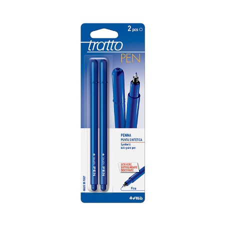 1 - FILA Tratto Pen Metal Penna a Punta Sintetica Colore BLU 2 Pezzi  030801