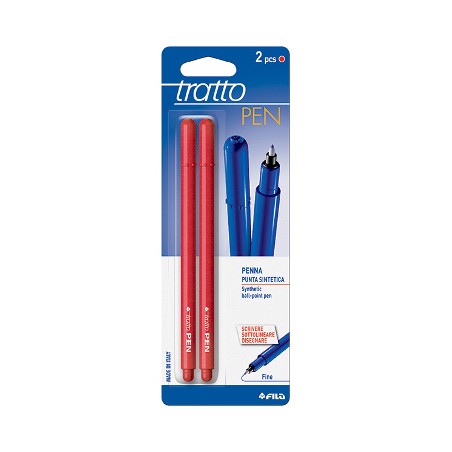 1 - FILA Tratto Pen Metal Penna a Punta Sintetica Colore ROSSO 2 Pezzi 030802