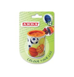 1 - ARDA Temperamatite a 2 Fori con Serbatoio in Latta Fantasia Assortita 825