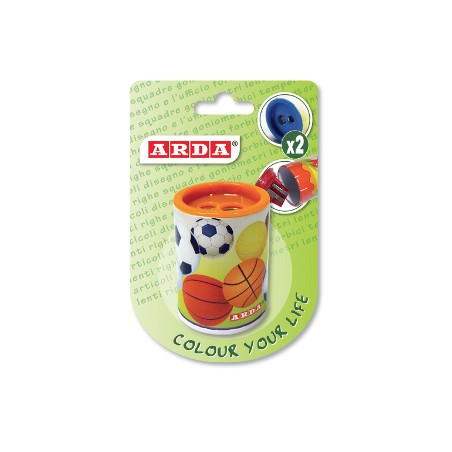 1 - ARDA Temperamatite a 2 Fori con Serbatoio in Latta Fantasia Assortita 825