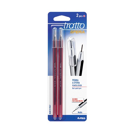 1 - 2 pz Penna Biro Tratto Sfera Fila colore rosso 036902