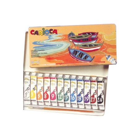 1 - CARIOCA Colori a Tempera con Scatola in Metallo 12 Pezzi K0112