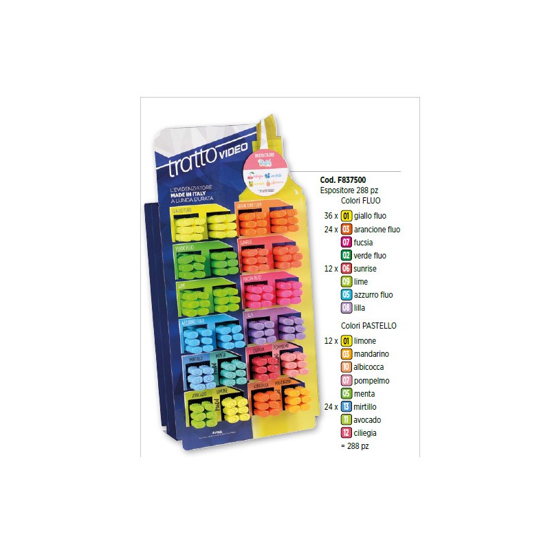FILA Tratto Video espositore 288 evidenziatori fluorescent + pastel mix 837500