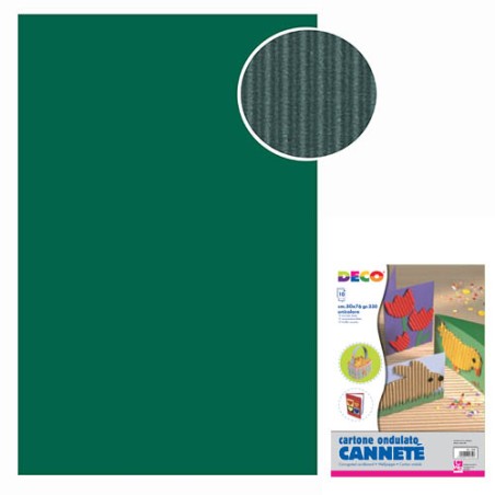 1 - Cartoncino Colorato Ondulato Cannete' CWR - 50x70 Cm Verde Scuro 10 pz 2206/3
