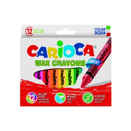 1 - 12 pz Pastelli a cera Jumbo Carioca colori assortiti 42369