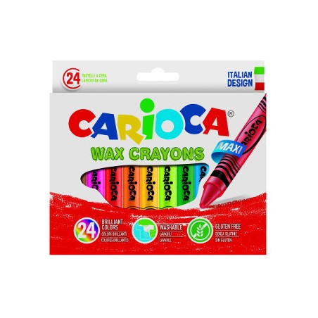1 - 24 pz Pastelli a cera Jumbo Carioca colori assortiti 42390
