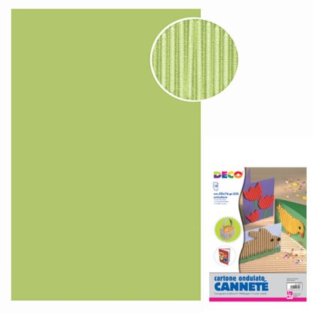 1 - Cartoncino Colorato Ondulato Cannete' CWR - 50x70 Cm Verde Chiaro 10 pz 2206/10